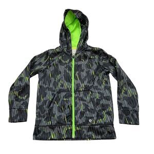 Boys Xersion Black‎ Green and Grey Full Zipper Hooded Jacket Size 8
